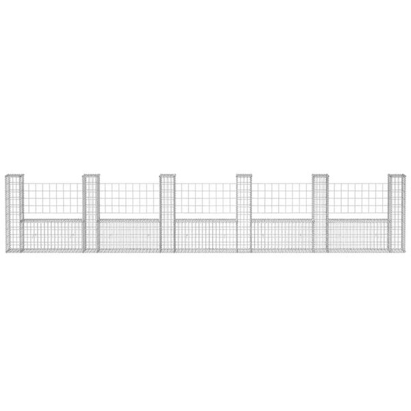 vidaXL Gabion Basket U-Shape Galvanised Steel 570x20x100 cm