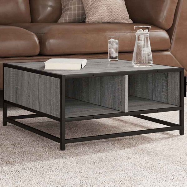 vidaXL Coffee Table Grey Sonoma 60.5x60.5x30 cm Engineered Wood and Metal