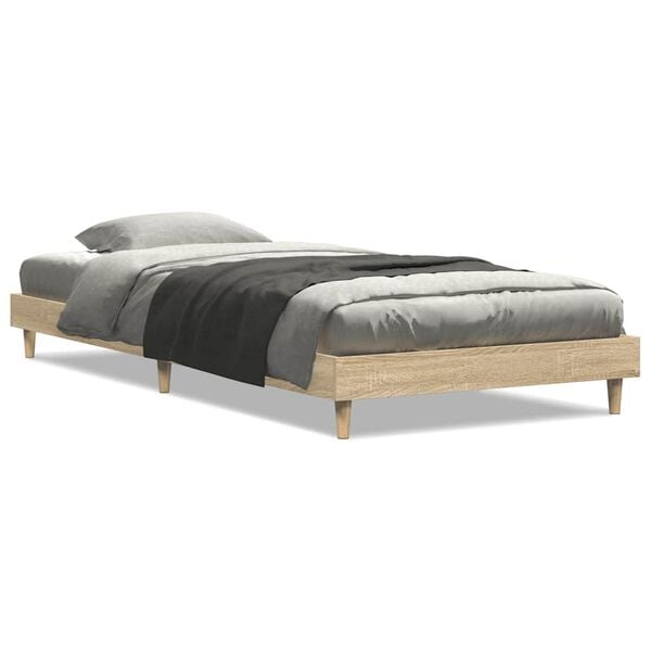 vidaXL Bed Frame without Mattress Sonoma Oak 75x190 cm Small Single Engineered Wood