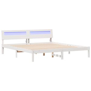 vidaXL Bed Frame with Headboard White 200 x 200 cm Solid Pine Wood