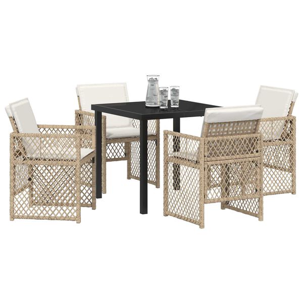 vidaXL Garden Dining Set 5 pcs Beige Poly Rattan