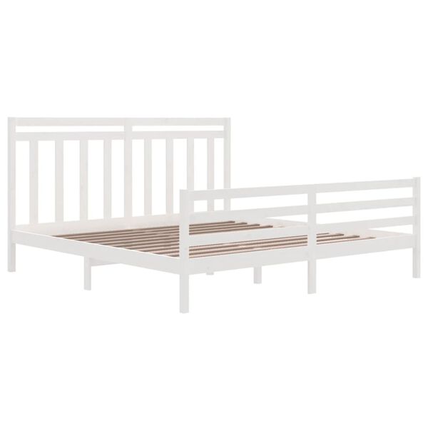 vidaXL Bed Frame without Mattress White 180x200 cm Super King Solid Wood