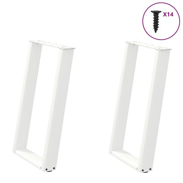 vidaXL Dining Table Legs U-Shaped 2 pcs White 60x(72-73) cm Steel