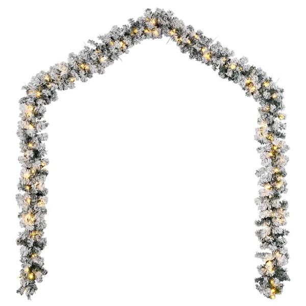 vidaXL Christmas Garland with LED Lights Green 10 m PVC