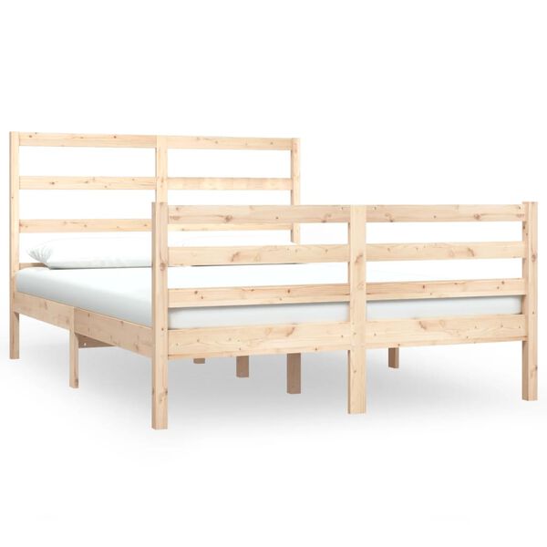 vidaXL Bed Frame without Mattress Solid Wood Pine 135x190 cm Double Double