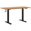 vidaXL Desk Black and Light Brown 140 x 60 cm Solid Oak Wood