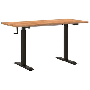 vidaXL Desk Black and Light Brown 140 x 60 cm Solid Oak Wood