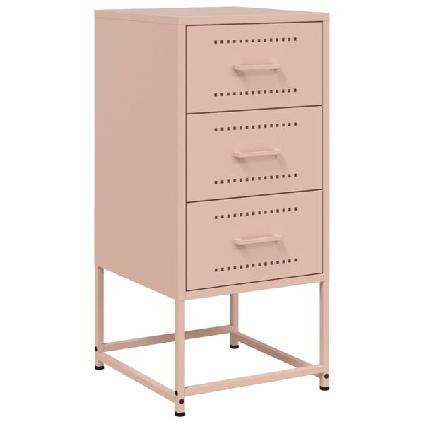 vidaXL Bedside Cabinet Pink 36x39x78 cm Steel