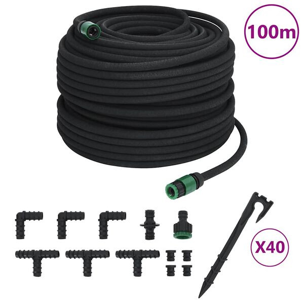 vidaXL Garden Soaker Hose Black 0.6" 100 m Rubber