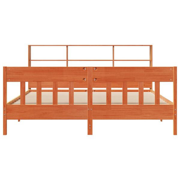vidaXL Bed Frame without Mattress Wax Brown 180x200 cm Super King Solid Wood Pine