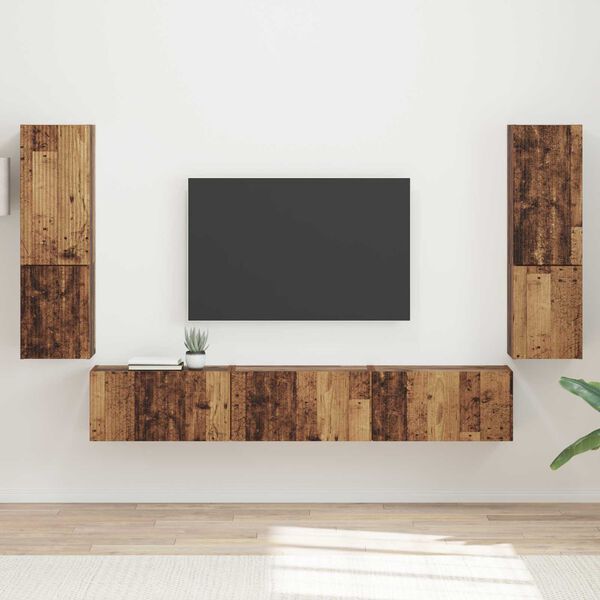 vidaXL TV Cabinet Set Wall-mounted 4 pcs Old Wood Engineered Wood