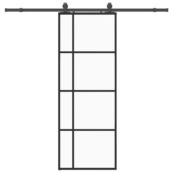 vidaXL Sliding Door with Hardware Set Black 76x205 cm ESG Glass