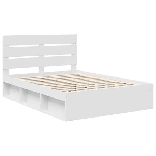 vidaXL Bed Frame with Headboard White 160 x 200 cm Solid Pine Wood
