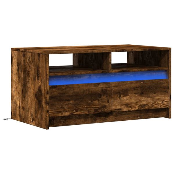 vidaXL Coffee Table with LED Lights Smoked Oak Engineered Wood