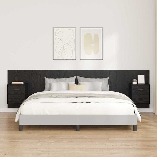 vidaXL Headboard with Cabinet 3 pcs Black Oak Engineered Wood