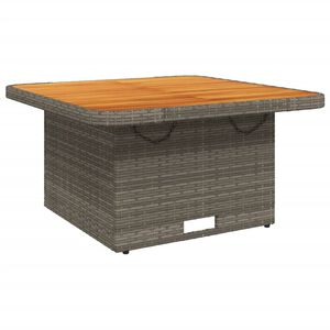 vidaXL Garden Table Grey 80x80x71 cm Poly Rattan and Acacia Wood