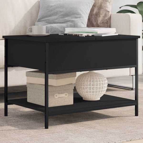 vidaXL Coffee Table Black 70x50x50 cm Engineered Wood and Metal