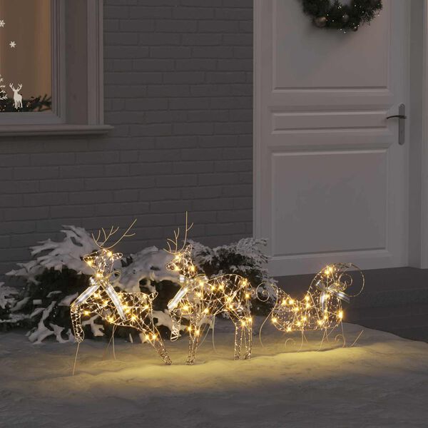 vidaXL LED Reindeers with 60 LEDs 3 pcs Warm White PET