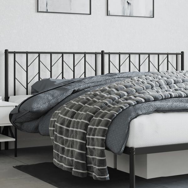 vidaXL Metal Replace Headboard Black 200 cm