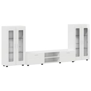 vidaXL TV Cabinet Set FLORIN 3 pcs High Gloss White Engineered Wood