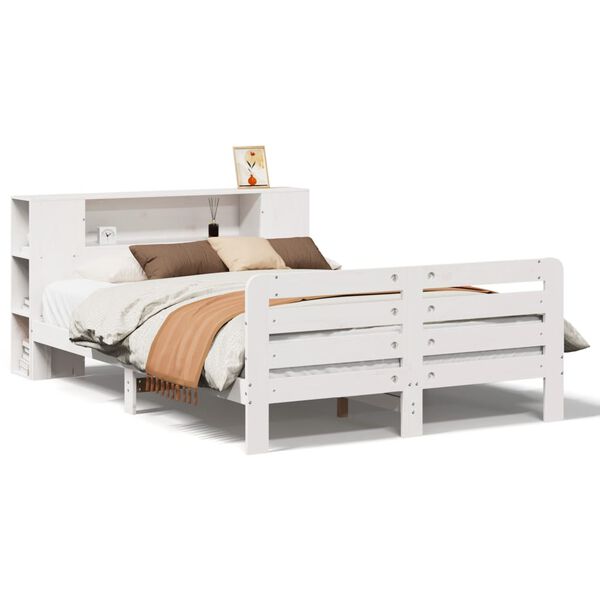 vidaXL Bed Frame without Mattress White 140x190 cm Solid Wood Pine