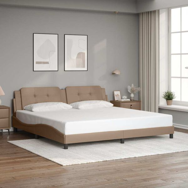 vidaXL Bed Frame without Mattress "Zadar" Cappuccino 200x200 cm Faux Leather