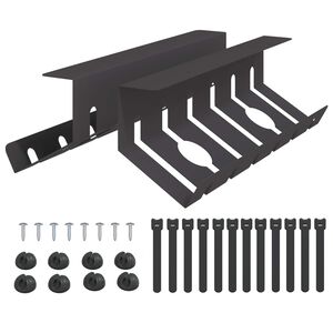 vidaXL Under Desk Cable Management Tray 2 pcs Black