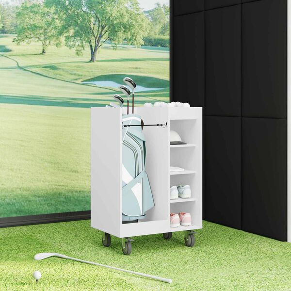 vidaXL Golf Cabinet with Wheel Plain White 65 x 45 x 98 cm