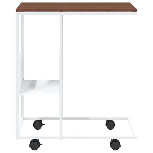 vidaXL Side Table with Wheels White 55x36x63.5 cm Engineered Wood