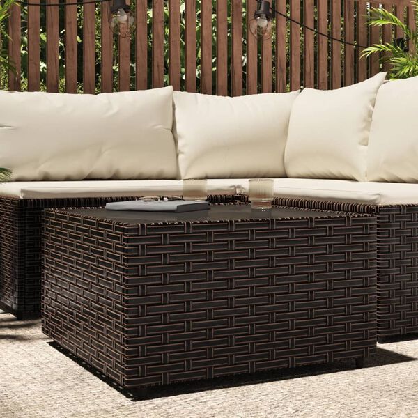 vidaXL Square Garden Coffee Table Brown 50x50x30 cm Poly Rattan