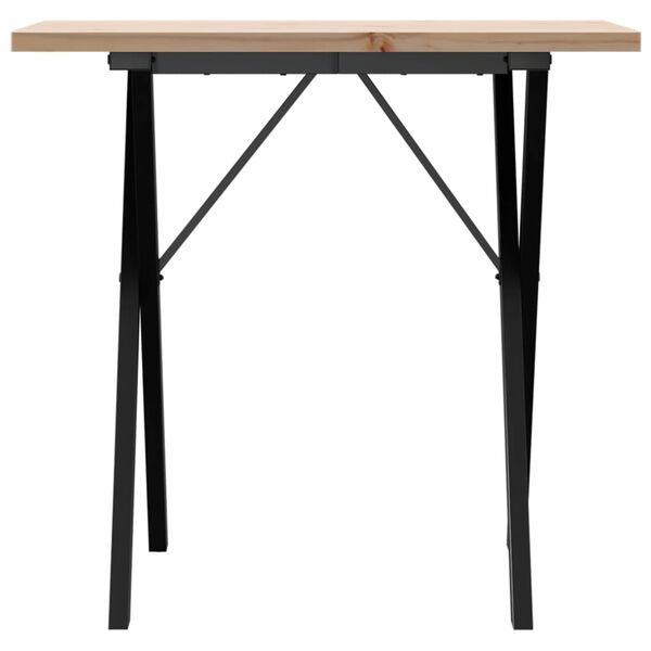 vidaXL Dining Table X-Frame 80x50x75.5 cm Solid Wood Pine and Steel