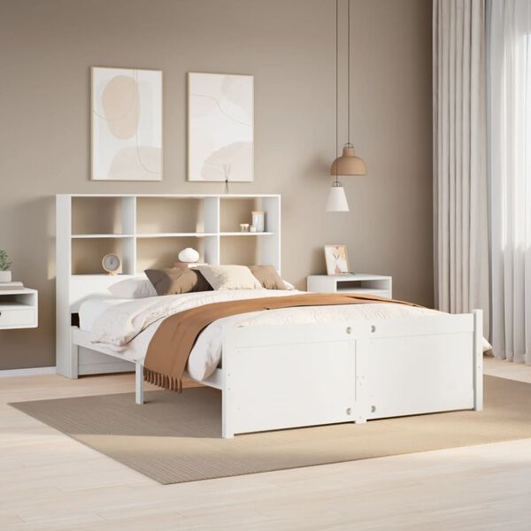 vidaXL Bookcase Bed without Mattress White 140x200cm Solid Wood Pine