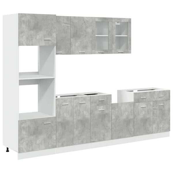 vidaXL 7 Piece Kitchen Cabinet Set Lyon Concrete Grey Engineered Wood