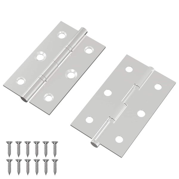 vidaXL Hinge Plain 2 pcs Silver 58 x 35 x 1 mm Steel