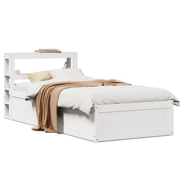 vidaXL Bed Frame with Headboard White 90x200 cm Solid Wood Pine