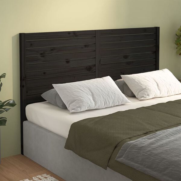 vidaXL Bed Headboard Black 146x4x100 cm Solid Wood Pine