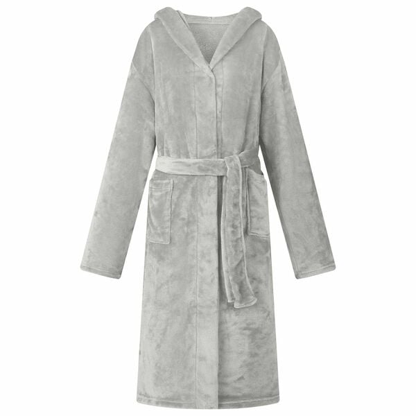 vidaXL Bathrobe Hoodie Grey XL Flannel