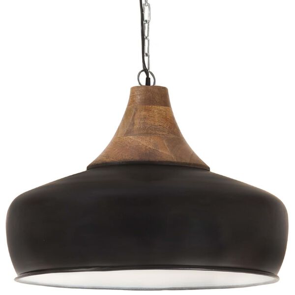 vidaXL Industrial Hanging Lamp Black Iron & Solid Wood 35 cm E27