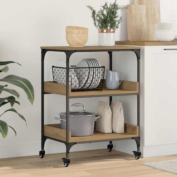 vidaXL Kitchen Trolley Artisan Oak 60 x 41 x 80.5 cm Engineered Wood