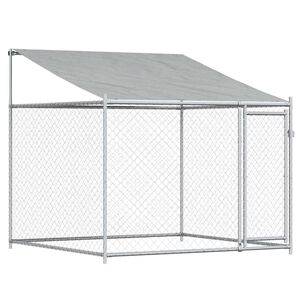 vidaXL Dog Cage with Roof and Door Grey 2x2x2 m Galvanised Steel