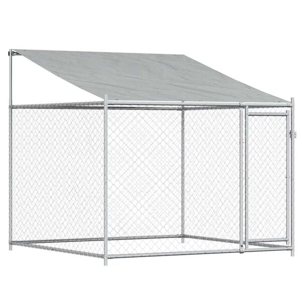 vidaXL Dog Cage with Roof and Door Grey 2x2x2 m Galvanised Steel