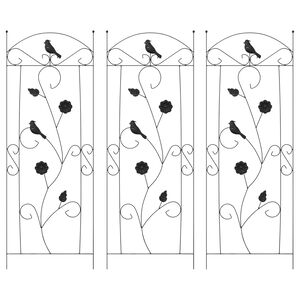 vidaXL Garden Fence 3 pcs Black 110 x 40 cm Steel