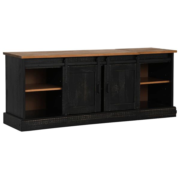 vidaXL TV Cabinet HALDEN 2 Sliding Doors Black 150x40x60 cm Solid Wood