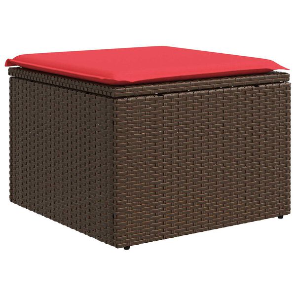 vidaXL Garden Stool Brown 55 x 55 x 37cm Poly Rattan