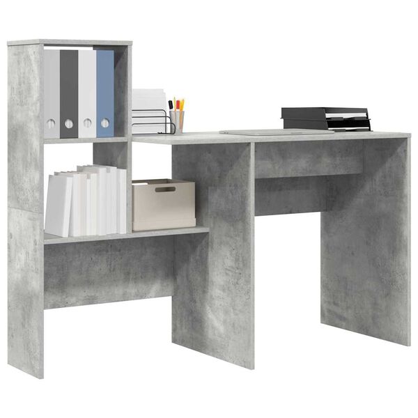 vidaXL Desk Concrete Grey 131.5 x 50 x 106.5 cm Engineered Wood
