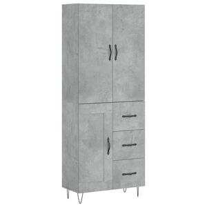 vidaXL Highboard Concrete Grey 69.5x34x180 cm Engineered Wood