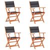 vidaXL Garden Chair | Set of 4 | Black, Natural Wood