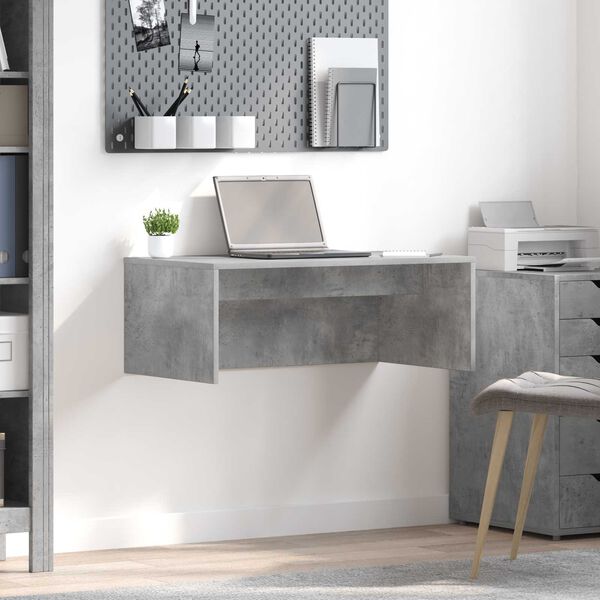 vidaXL Wall-Mounted Desk Concrete Grey 80 x 45 x 30 cm Engineered Wood