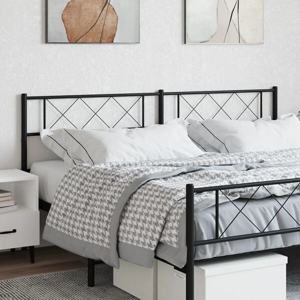 vidaXL Metal Replace Headboard Black 160 cm