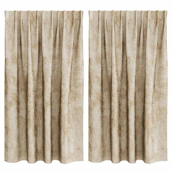 vidaXL Velvet Curtains with Curtains 2 pcs Cream 140 x 140 cm Velvet